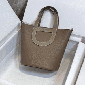 Hermes Pig Nose Vegetable Basket Bag - Elephant Gray Silver Buckle 25557 | Sandra Bags