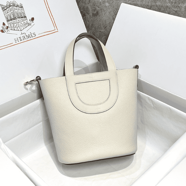 Hermes Pig Nose Vegetable Basket Bag - Milkshake Platinum Buckle 83777 | Sandra Bags