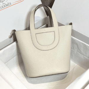 Hermes Pig Nose Vegetable Basket Bag - Milkshake Silver Buckle 62218 | Sandra Bags