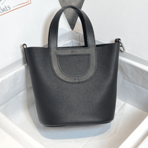Hermes Pig Nose Vegetable Basket Bag - Black Silver Buckle 70511 | Sandra Bags