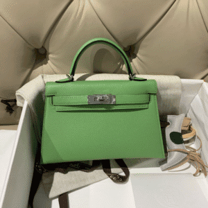 Hermes Mini 2nd Generation Handbag – Green 63014 | Sandra Bags