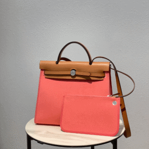 Hermes Cloth Herbag Handbag - Peach 98817 | Sandra Bags