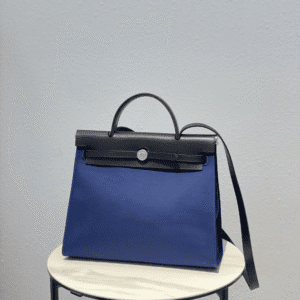 Hermes Cloth Herbag Handbag - Royal Blue 75123 | Sandra Bags