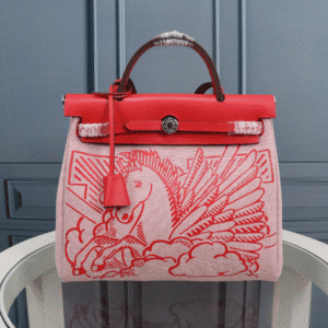 Hermes Horse Inside Seam Cloth Bag - Red 14770 | Sandra Bags