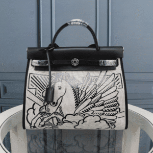 Hermes Dark Horse Inside Seam Cloth Bag - Black 68100 | Sandra Bags