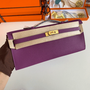 Hermes Kelly Cut Wallet - Purple 99986 | Sandra Bags