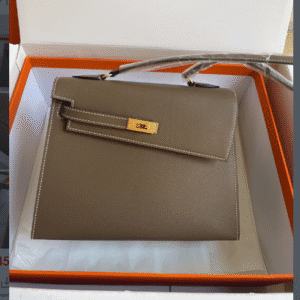 Hermes Kelly Pochette Handbag - Elephant Gray 76446 | Sandra Bags