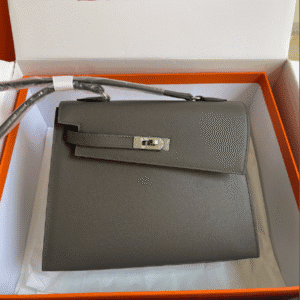 Hermes Kelly Pochette Handbag - Tin Gray 37910 | Sandra Bags