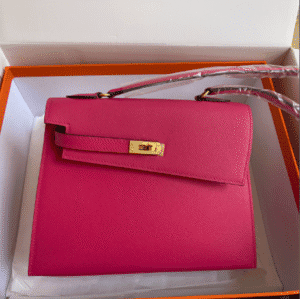 Hermes Kelly Pochette Handbag - Rose Red 85200 | Sandra Bags