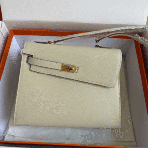 Hermes Kelly Pochette Handbag - Milkshake White 32274 | Sandra Bags
