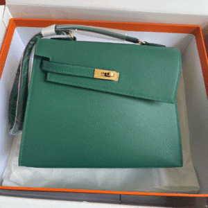 Hermes Kelly Pochette Handbag - Peacock Green 40936 | Sandra Bags