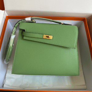 Hermes Kelly Pochette Handbag - Oil Fruit Green 51112 | Sandra Bags