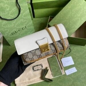 Gucci Padlock Lock Chain Bag - White 53853 | Sandra Bags