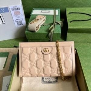 Gucci GG Matelasse Leather Shoulder Bag - Pink 75179 | Sandra Bags
