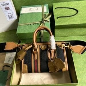 Gucci Bauletto Mini Top Handle Bag - Brown 13119 | Sandra Bags