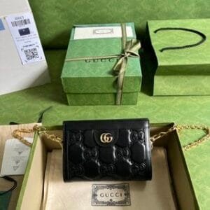 Gucci GG Matelasse Leather Shoulder Bag - Black 18619 | Sandra Bags
