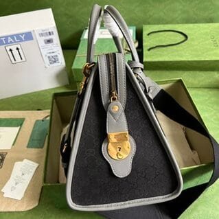 Gucci Bauletto Medium Top Handle Bag - Gray 61878 | Sandra Bags - Image 3