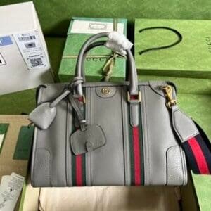 Gucci Bauletto Medium Top Handle Bag - Gray 51215 | Sandra Bags