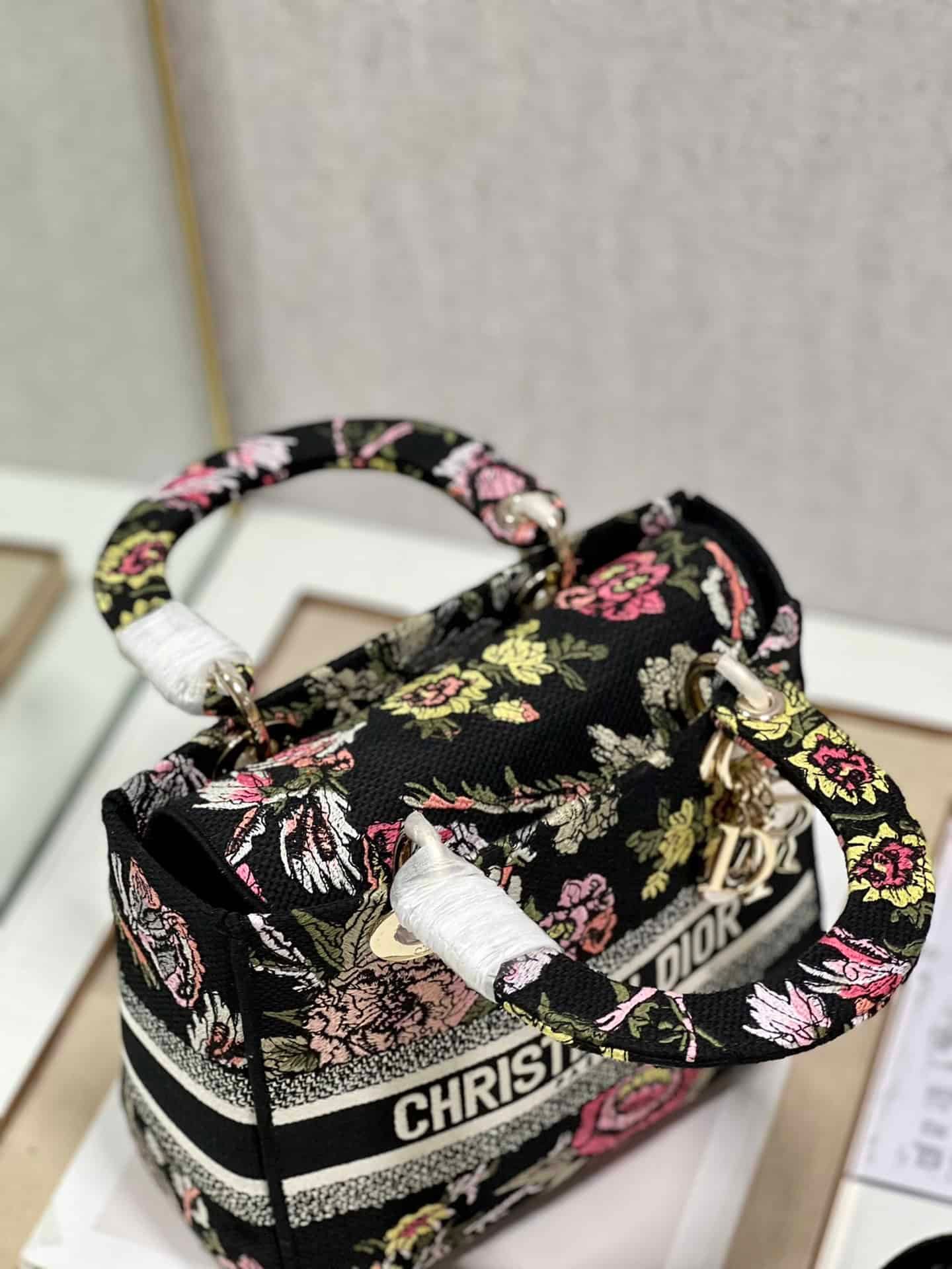Dior Lady Embroidered Diana Bag - Black Peony Flowerza 67158 | Sandra Bags - Image 3