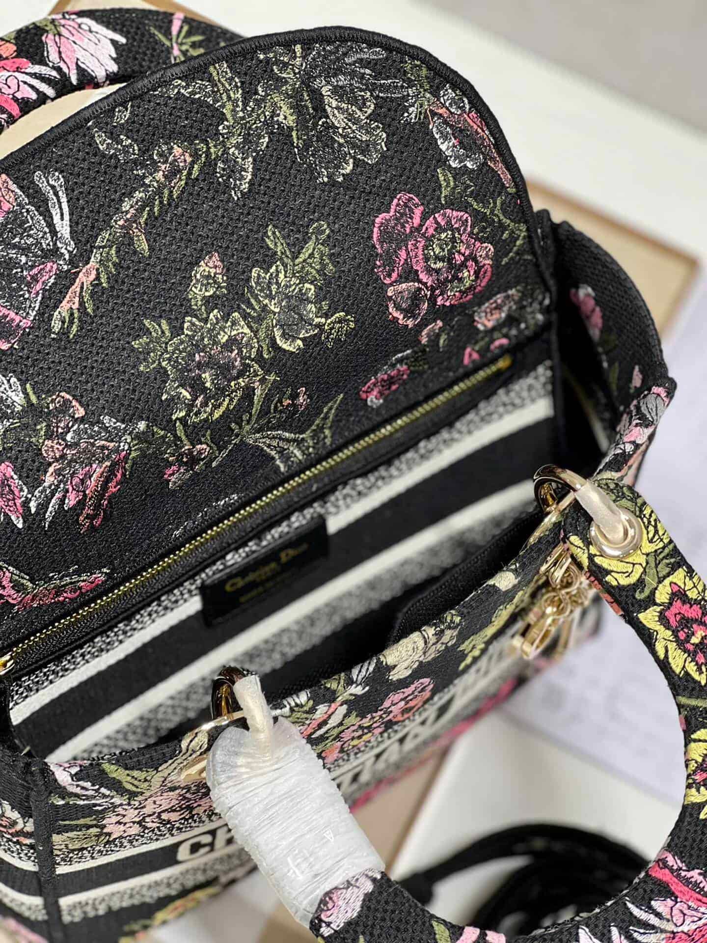 Dior Lady Embroidered Diana Bag - Black Peony Flowerza 67158 | Sandra Bags - Image 2