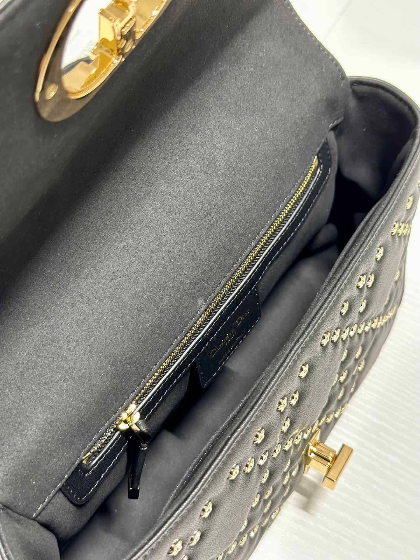 Dior Medium Caro Handbag - Pentagonal Star Black Gold Buckle 91884 | Sandra Bags - Image 2