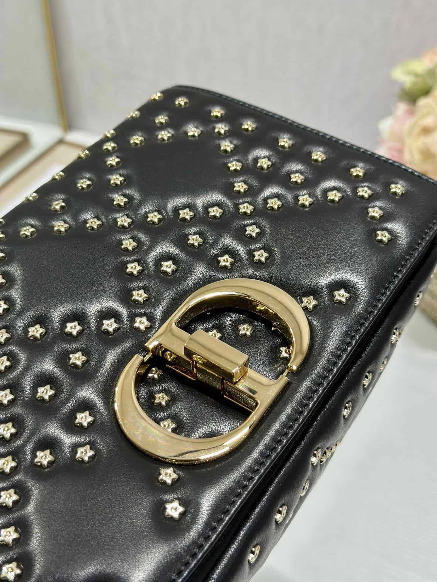 Dior Medium Caro Handbag - Pentagonal Star Black Gold Buckle 91884 | Sandra Bags - Image 5