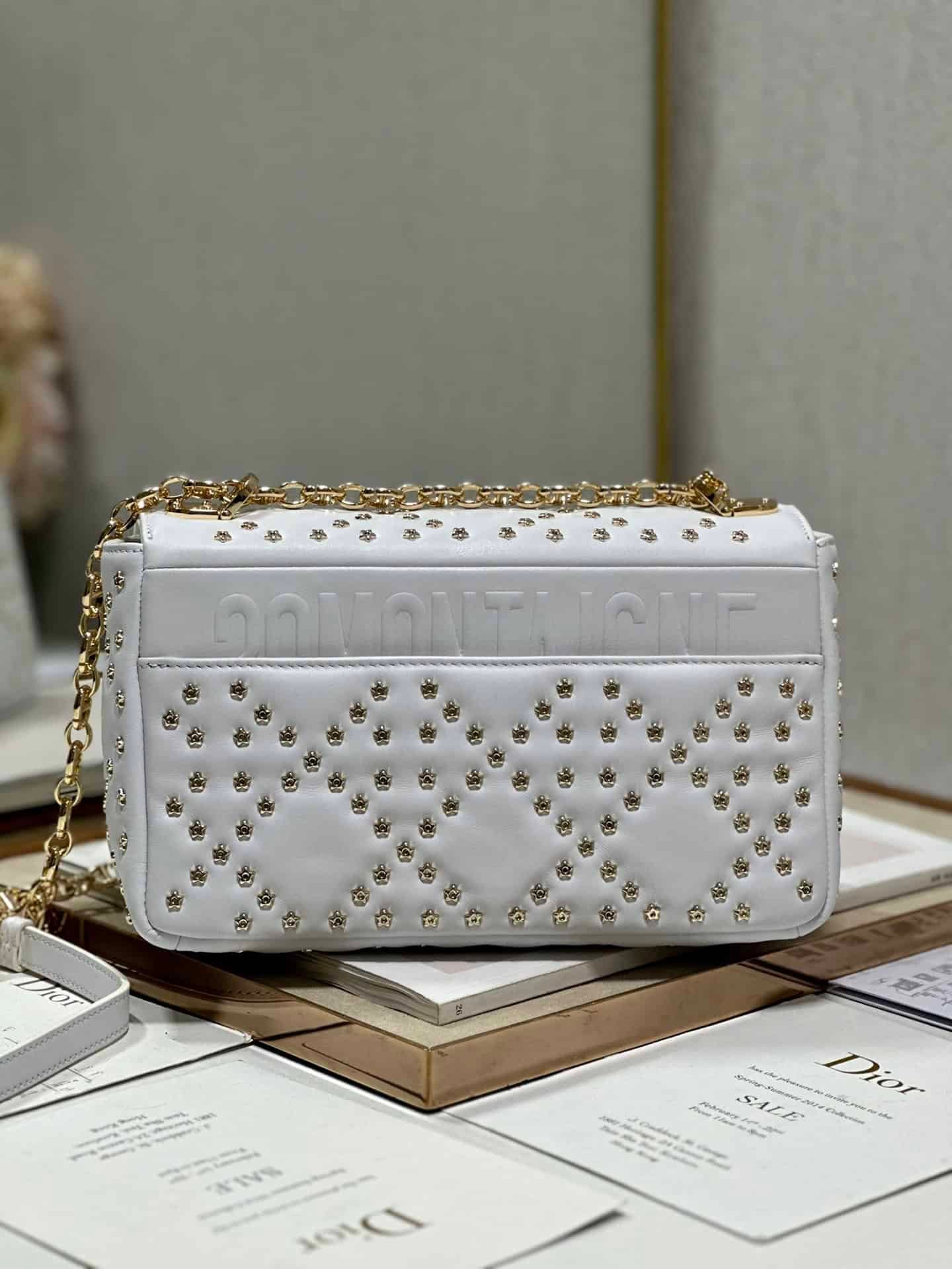 Dior Medium Caro Handbag - Pentagonal Star White Gold Buckle 78173 | Sandra Bags - Image 5