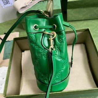Gucci GG Matelasse Leather Mini Bucket Bag - Green 38833 | Sandra Bags - Image 3
