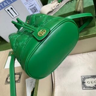 Gucci GG Matelasse Leather Mini Bucket Bag - Green 38833 | Sandra Bags - Image 2