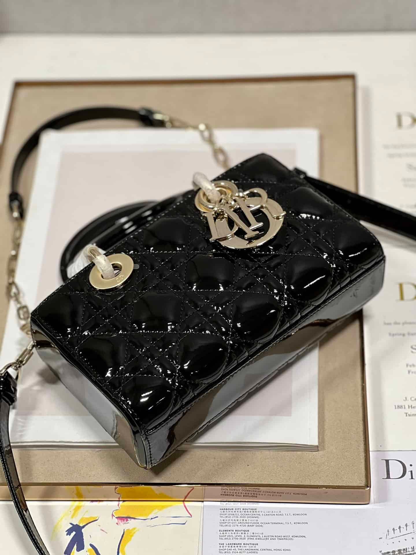 Dior Medium Horizontal Diana Bag - Black Gold Buckle 31733 | Sandra Bags - Image 3