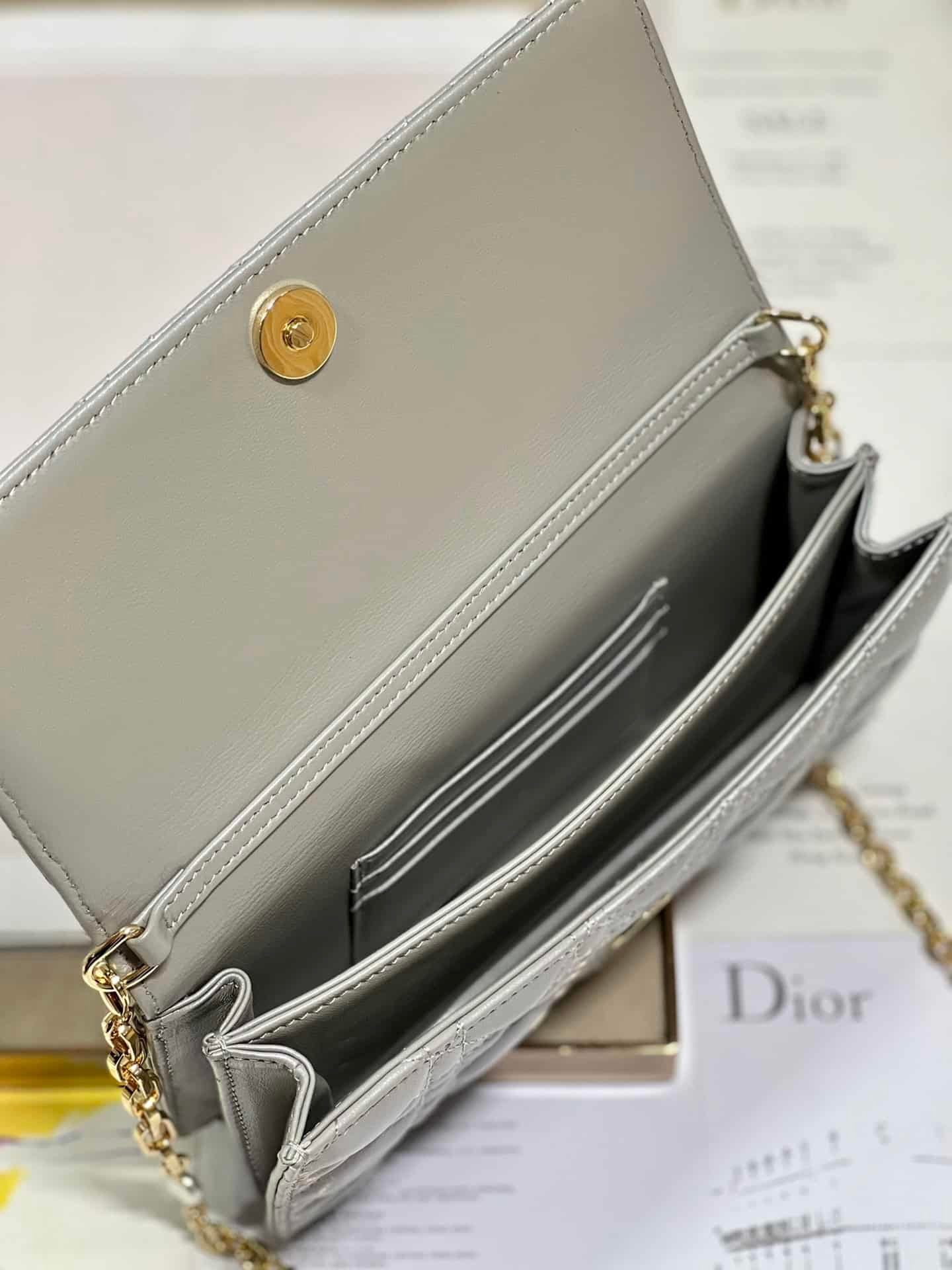 Dior Pearl Clutch - Patent Leather Metal Gray 76623 | Sandra Bags - Image 2