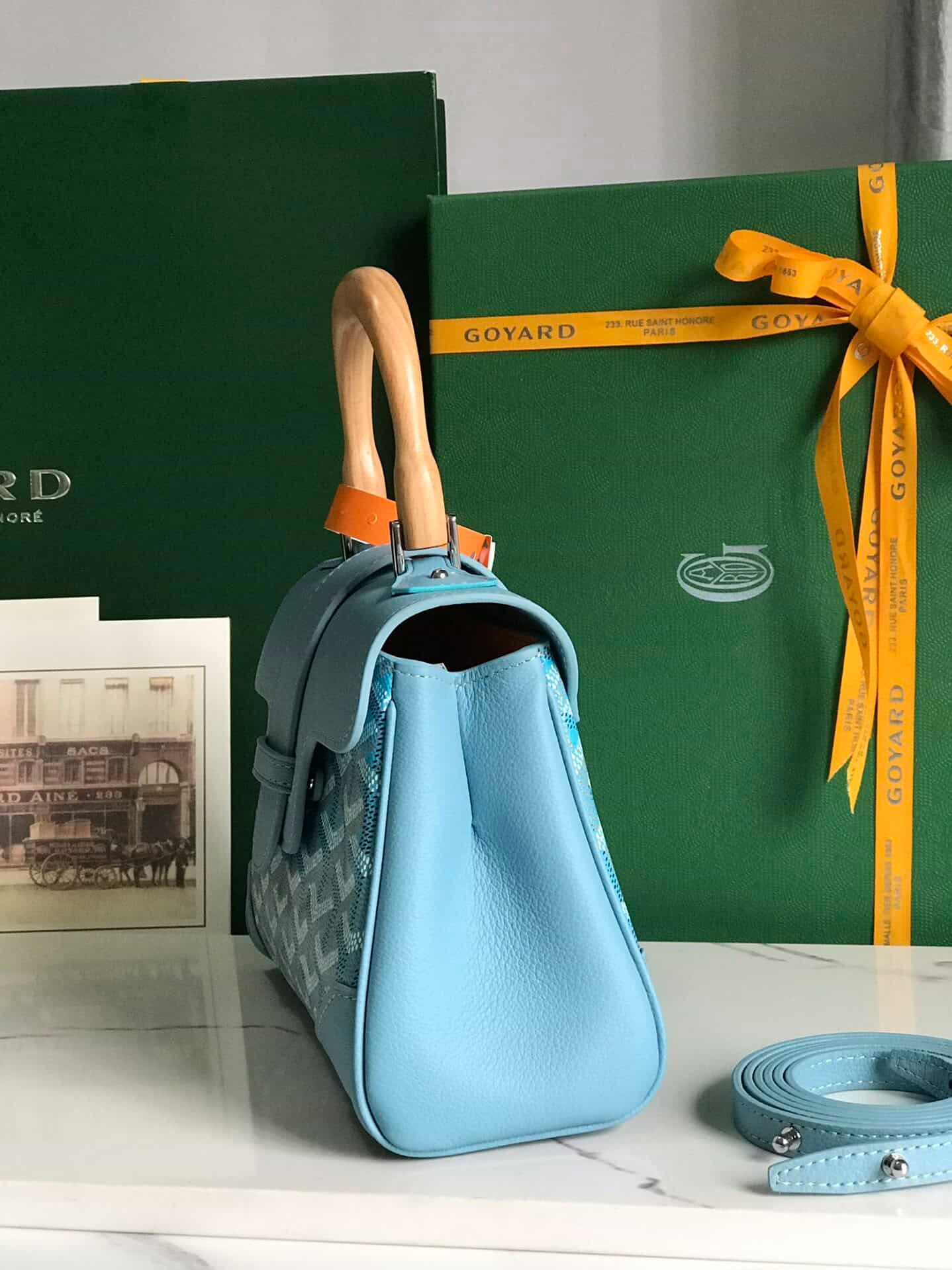 Goyard Saïgon Mini Handbag - Turquoise Blue 19399 | Sandra Bags - Image 5