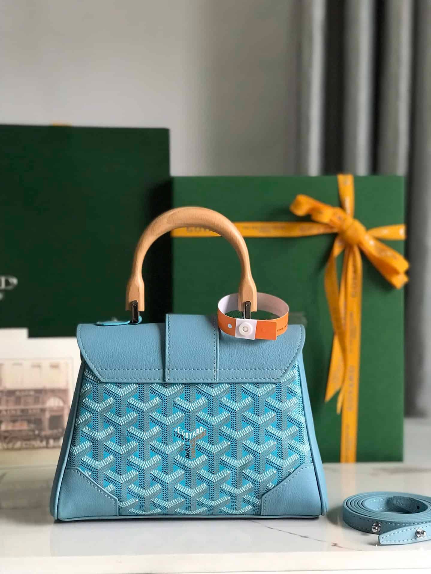 Goyard Saïgon Mini Handbag - Turquoise Blue 19399 | Sandra Bags - Image 4