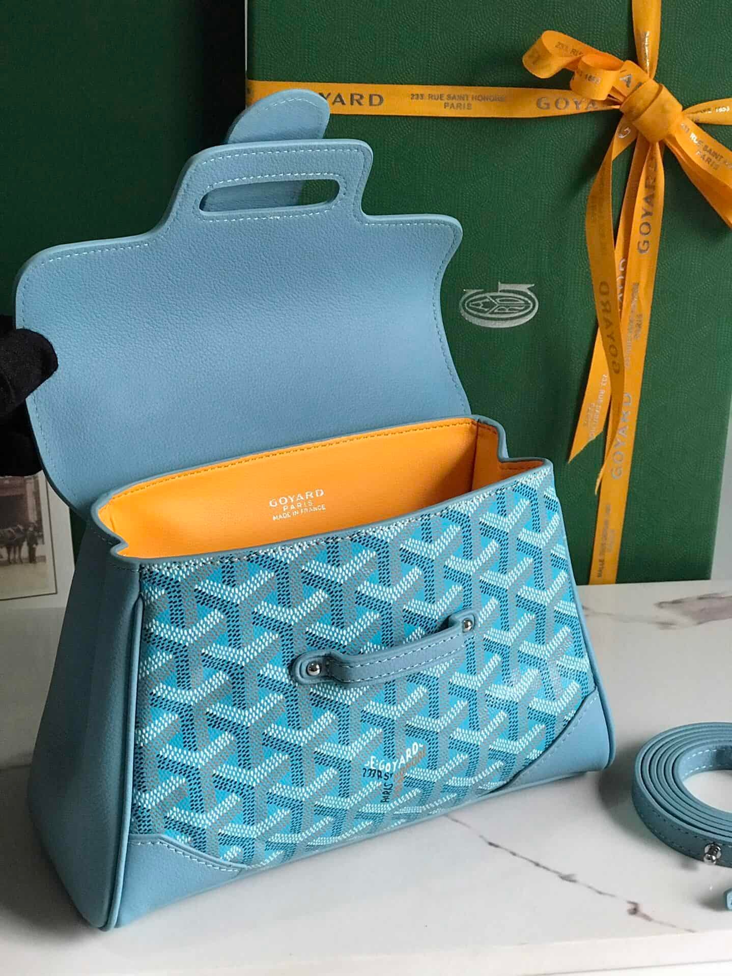 Goyard Saïgon Mini Handbag - Turquoise Blue 19399 | Sandra Bags - Image 3