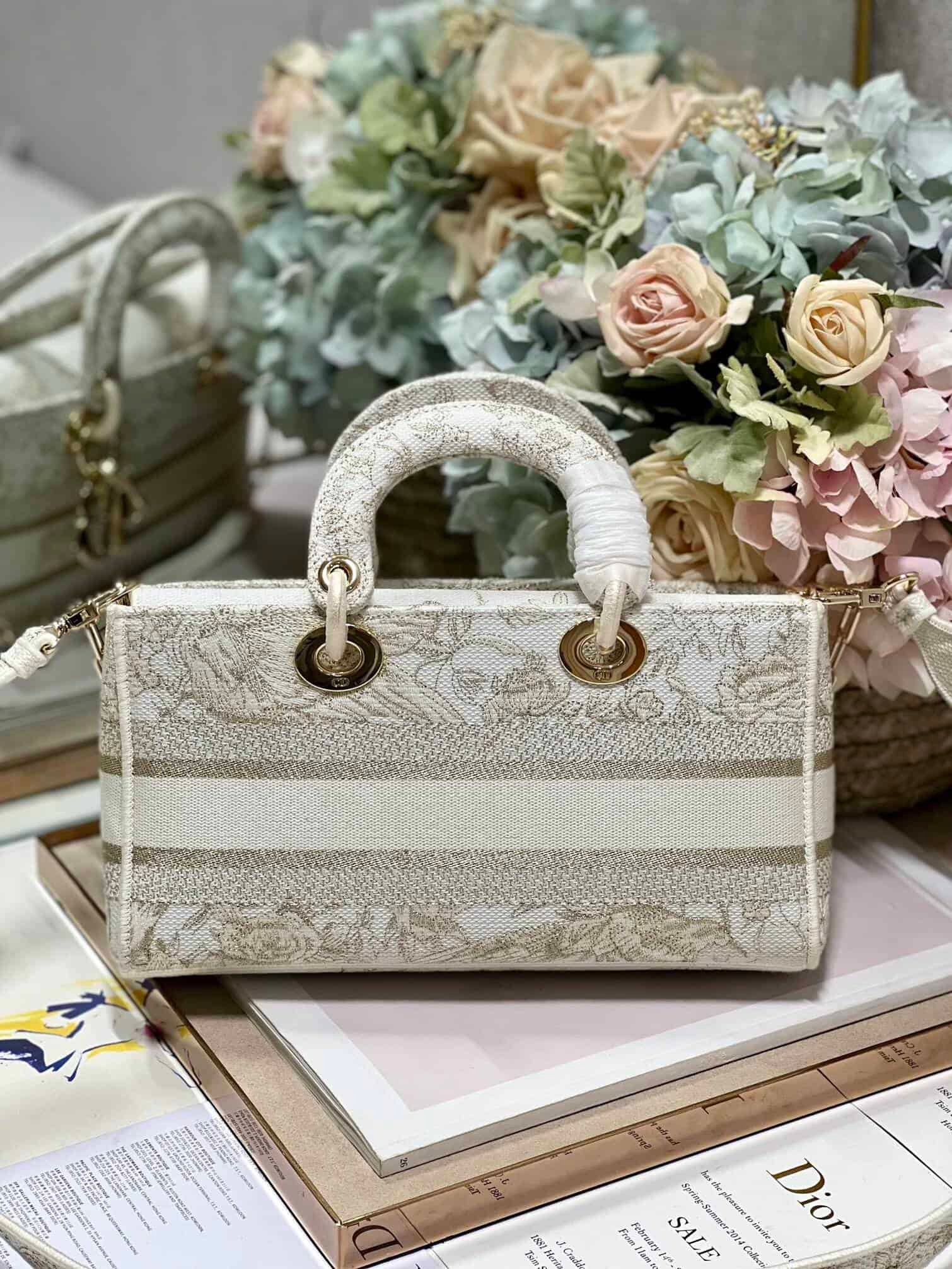 Dior Medium Lady D-Joy Embroidered Handbag - Golden Magpie 31529 | Sandra Bags - Image 4