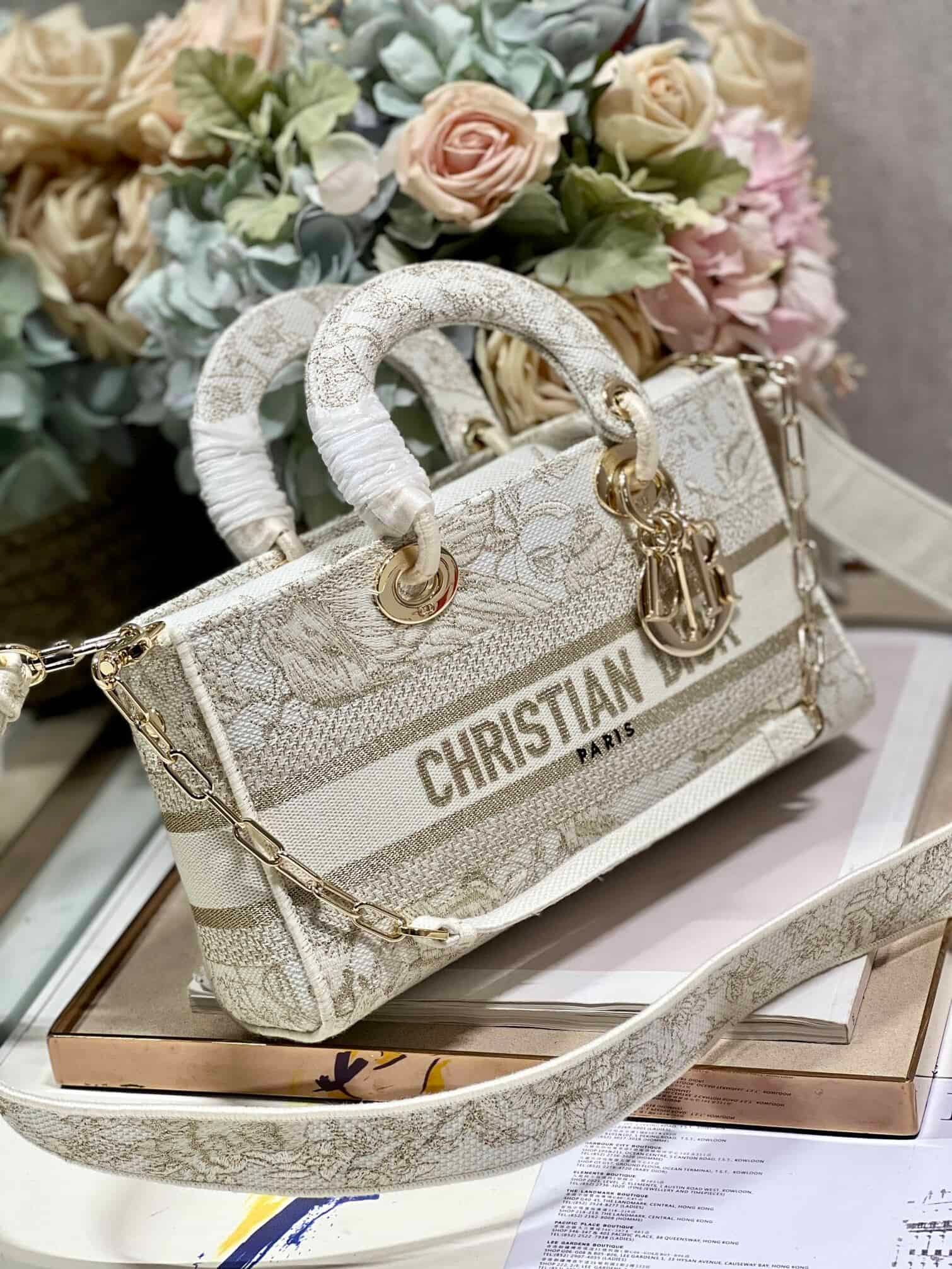 Dior Medium Lady D-Joy Embroidered Handbag - Golden Magpie 31529 | Sandra Bags - Image 5