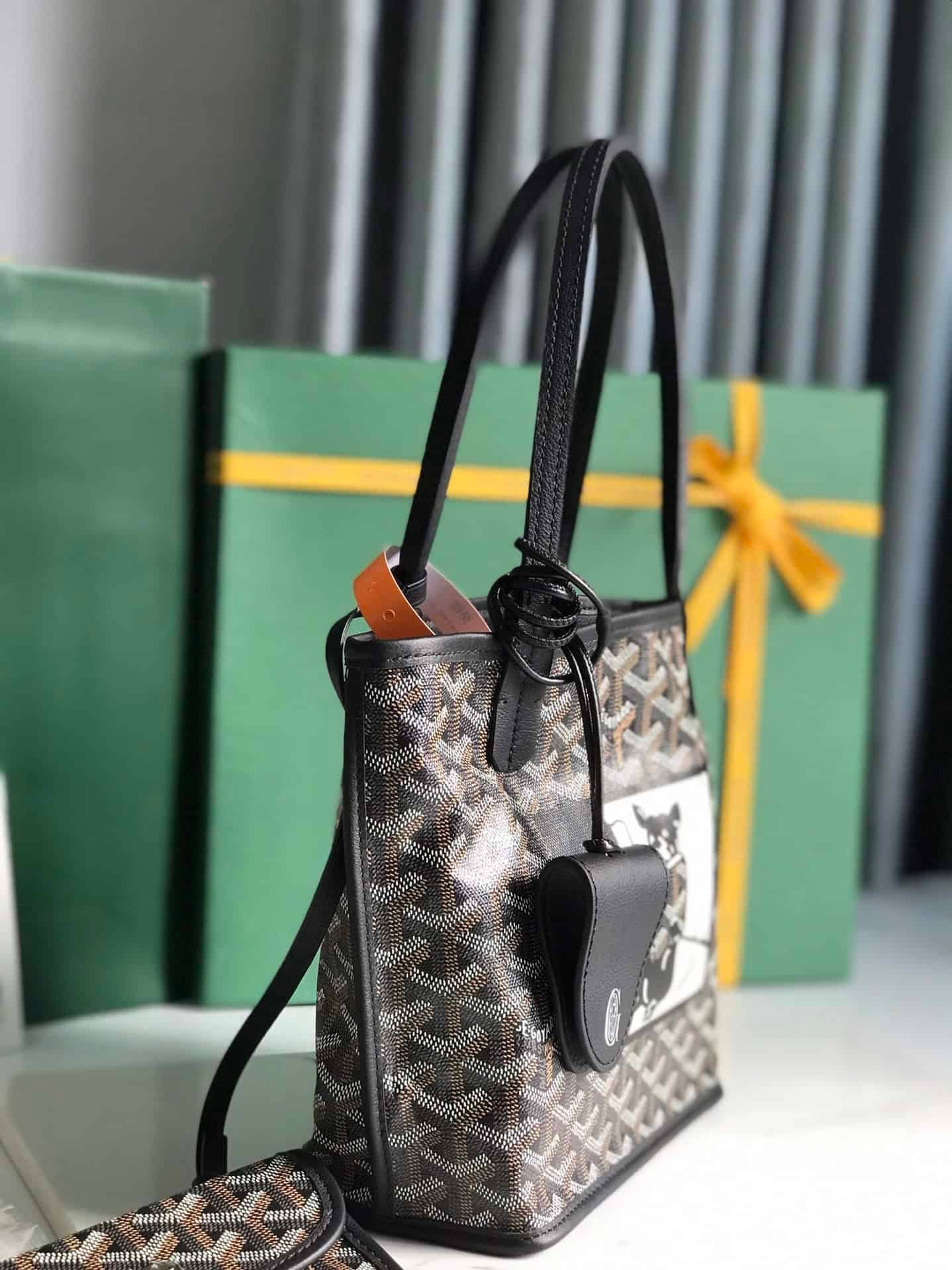 Goyard Anjou Mini Special Painted Style Handbag - Black 56838 | Sandra Bags - Image 5