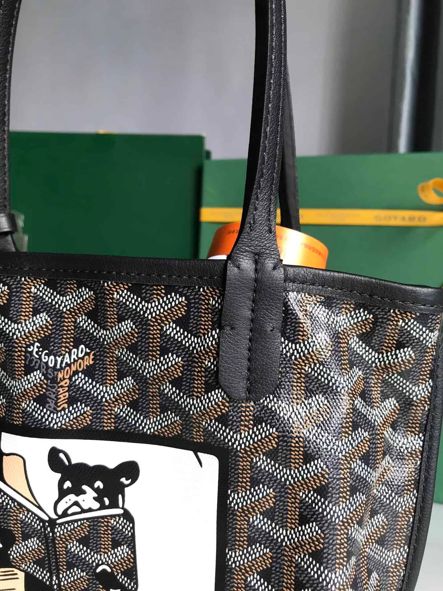 Goyard Anjou Mini Special Painted Style Handbag - Black 56838 | Sandra Bags - Image 3