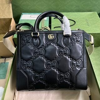 Gucci GG Matelassé Leather Tote Bag - Black 24101 | Sandra Bags