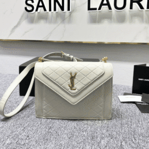 YSL Yves Saint Laurent’s Lambskin Rhombus Handbag - White 67390 | Sandra Bags
