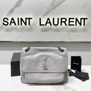 YSL Saint Laurent's Niki's Medium Handbag - Silver Gray 89379 | Sandra Bags