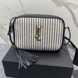 YSL Linen Stripe Camera Handbag 78301 | Sandra Bags