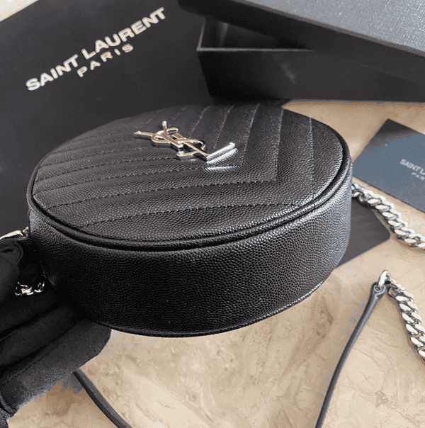 YSL Vinyle Cute Round Bag - Black 87406 | Sandra Bags - Image 5