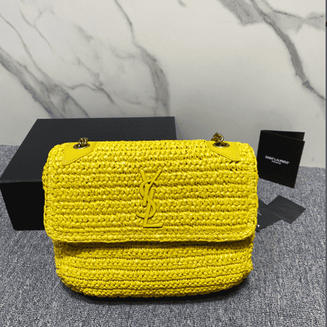 YSL NIKI Woven Bag - Yellow 94179 | Sandra Bags