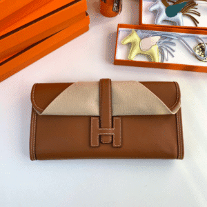 Hermes Jige Elan Clutch - Golden Brown 28378 | Sandra Bags