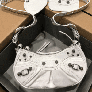 Balenciaga Le Cagole Half-Moon Small Armpit Dumpling Bag - White 62431 | Sandra Bags