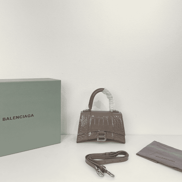 Balenciaga Crocodile XSmall Hourglass Bag - Metal Gray 33313 | Sandra Bags