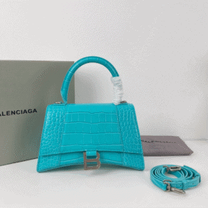 Balenciaga Crocodile Small Hourglass Bag - Blue 41093 | Sandra Bags