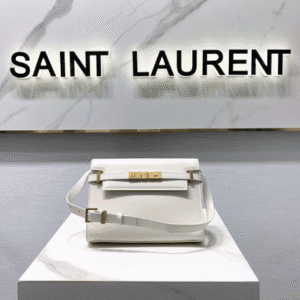 YSL Women Manhattan Baguette Box Small Leather Bag - White 12327 | Sandra Bags