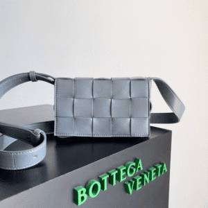Bottega Veneta Sheepskin Grid Cassette Mini Handbag - Gray 12134 | Sandra Bags